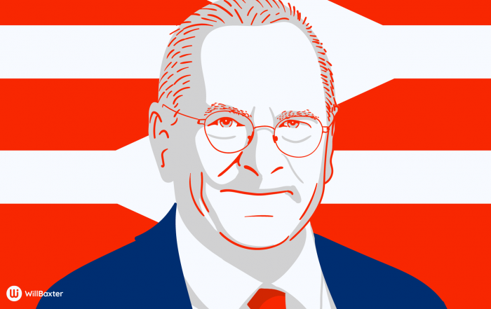 Lord Peter Hendy illustration, red, white and blue GBR colours by Will Baxter