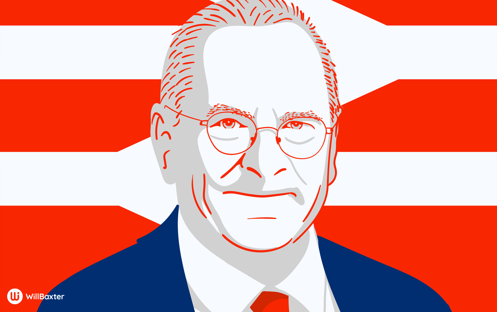 Lord Peter Hendy illustration, red, white and blue GBR colours by Will Baxter